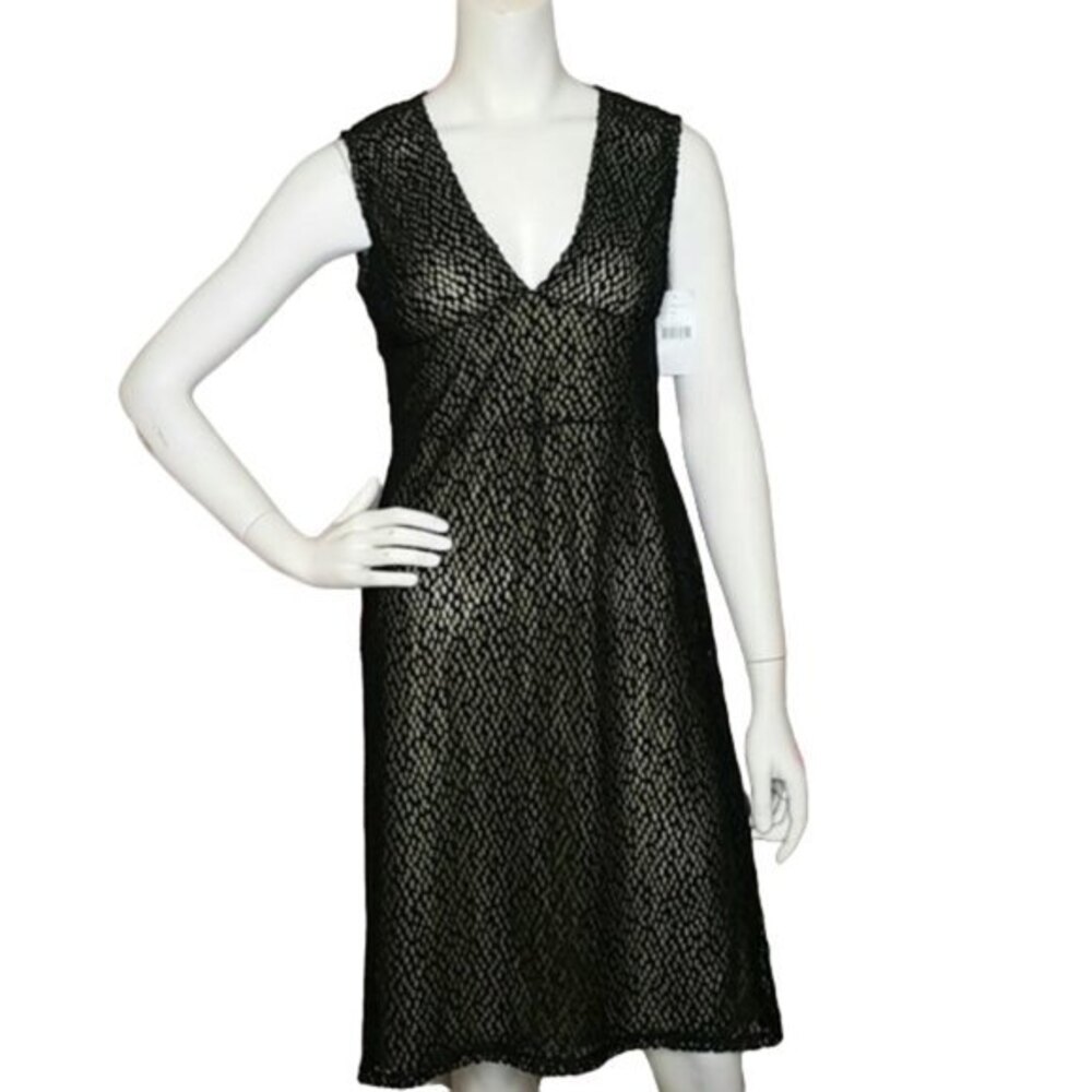 Bisou Bisou Black Fishnet Sleeveless Whimsy Goth Dress Y2K 90's Size Large NEW